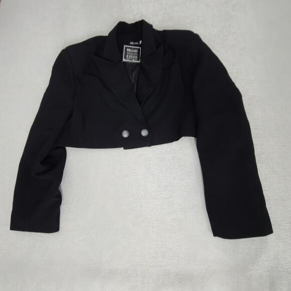 Belluci ladies cropped blazer/jacket Black Sz XL Acubi Preppy chic office siren - Picture 5 of 10